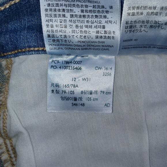 Levi's Denim Shorts Women's Size 12 Mom High Rise 4" Midi Blue Jean W31 Stretch - Picture 11 of 11